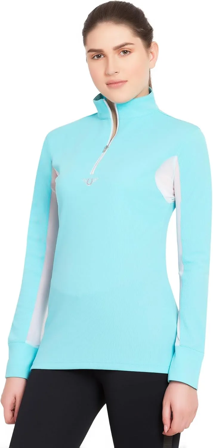 TuffRider Ladies Ventilated Technical Long Sleeve Sport Shirt with Free Assorted Striped Socks