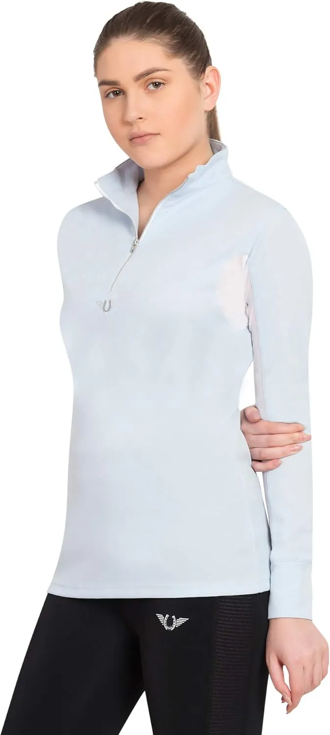 TuffRider Ladies Ventilated Technical Long Sleeve Sport Shirt with Free Assorted Striped Socks