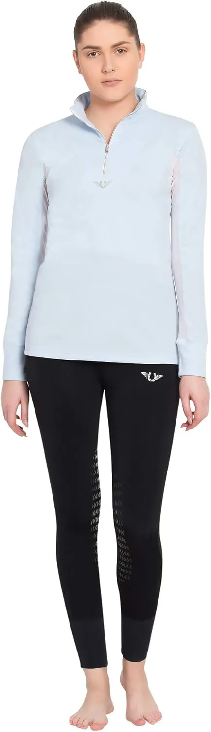 TuffRider Ladies Ventilated Technical Long Sleeve Sport Shirt with Free Assorted Striped Socks