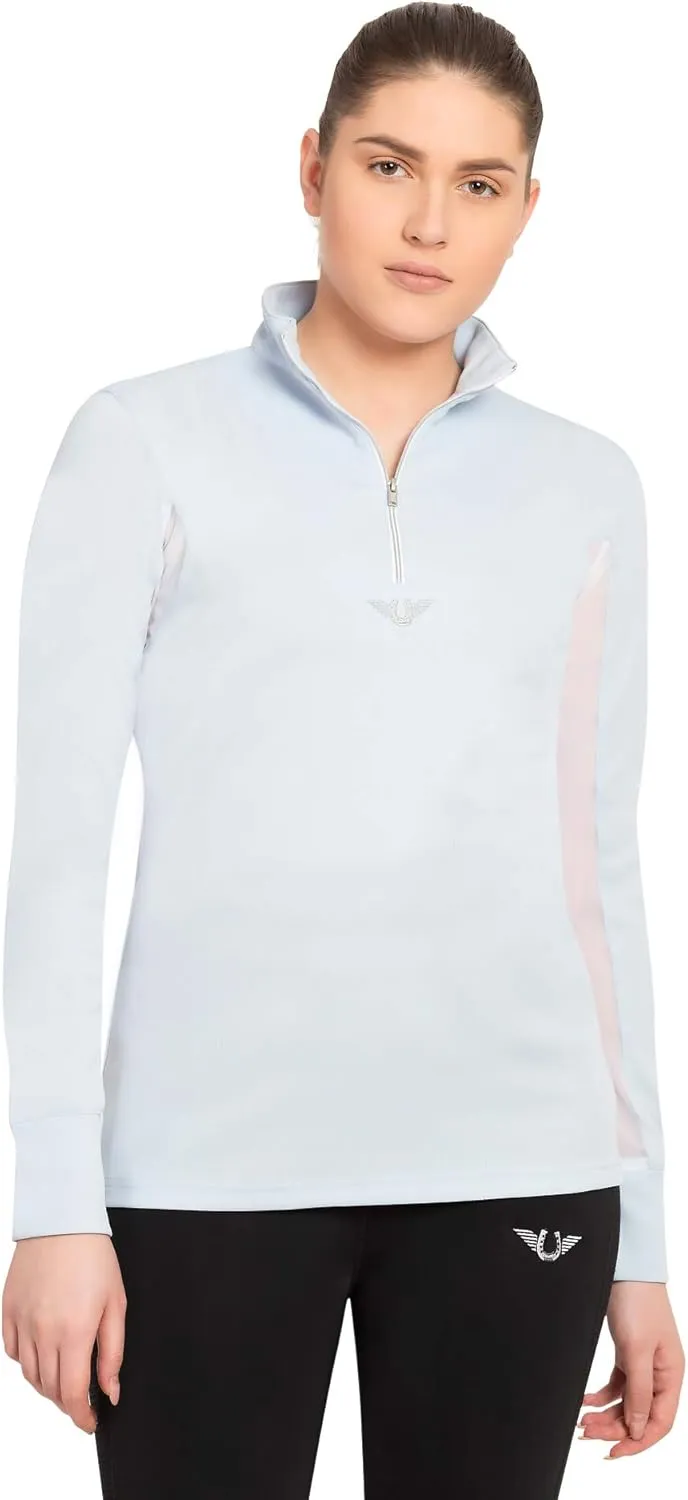 TuffRider Ladies Ventilated Technical Long Sleeve Sport Shirt with Free Assorted Striped Socks