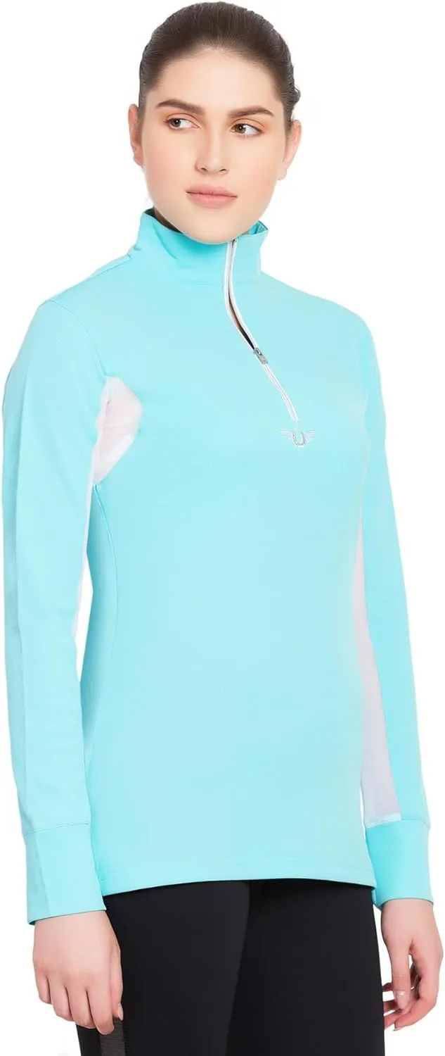 TuffRider Ladies Ventilated Technical Long Sleeve Sport Shirt with Free Assorted Striped Socks