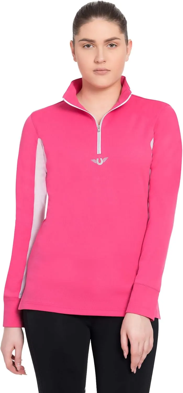 TuffRider Ladies Ventilated Technical Long Sleeve Sport Shirt with Free Assorted Striped Socks
