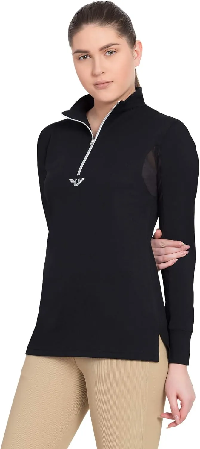 TuffRider Ladies Ventilated Technical Long Sleeve Sport Shirt with Free Assorted Striped Socks