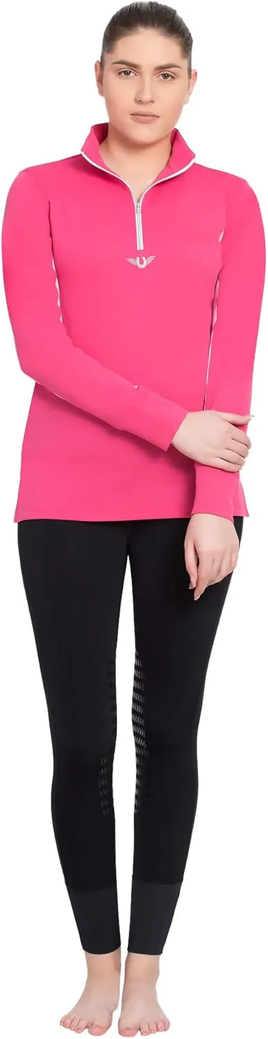 TuffRider Ladies Ventilated Technical Long Sleeve Sport Shirt with Free Assorted Striped Socks