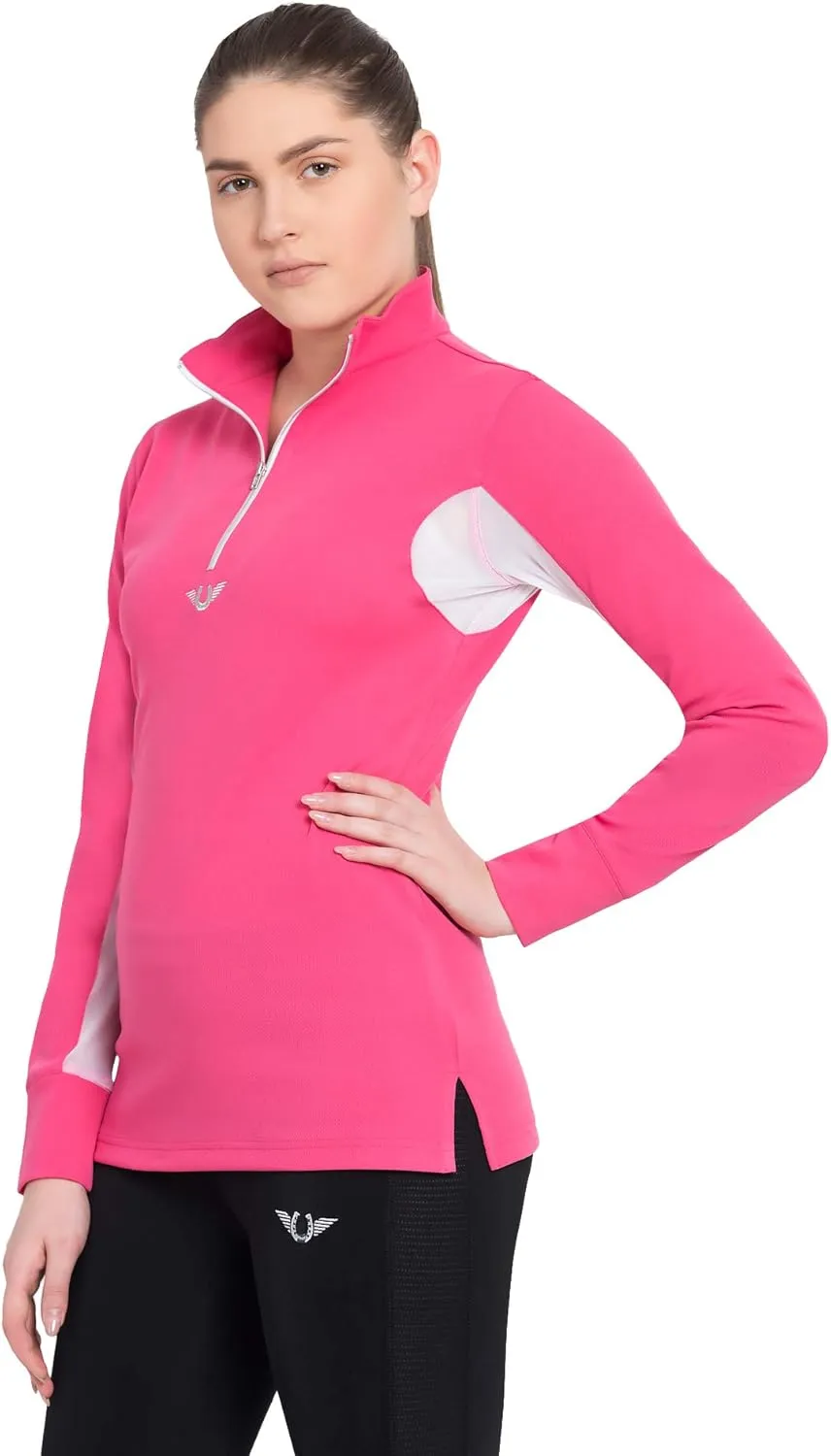 TuffRider Ladies Ventilated Technical Long Sleeve Sport Shirt with Free Assorted Striped Socks