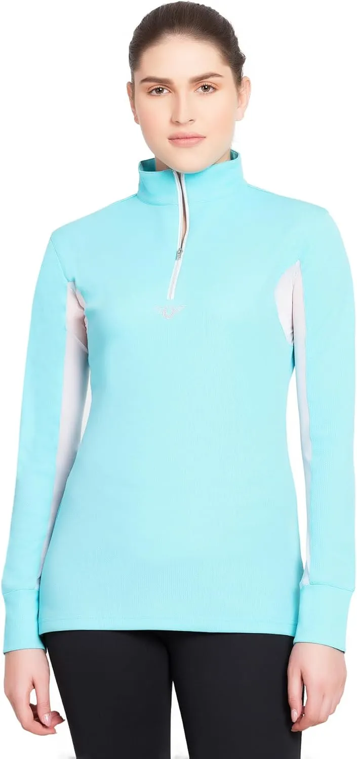 TuffRider Ladies Ventilated Technical Long Sleeve Sport Shirt with Free Assorted Striped Socks