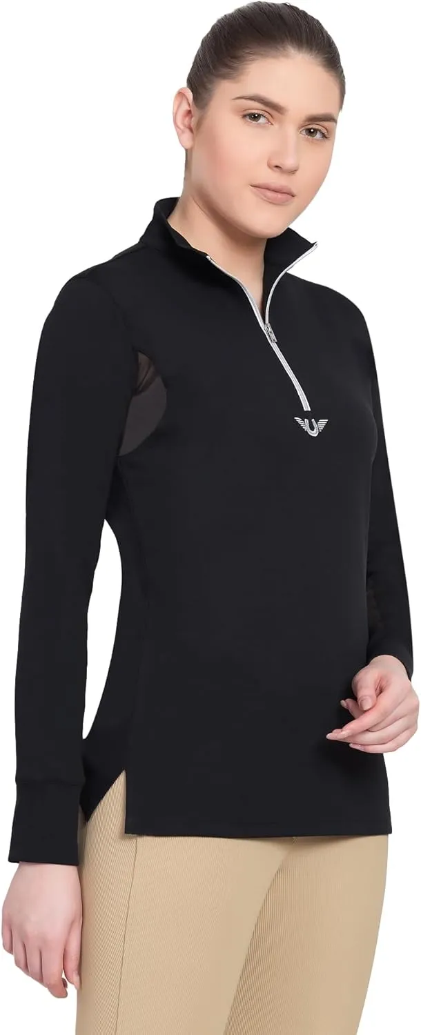 TuffRider Ladies Ventilated Technical Long Sleeve Sport Shirt with Free Assorted Striped Socks