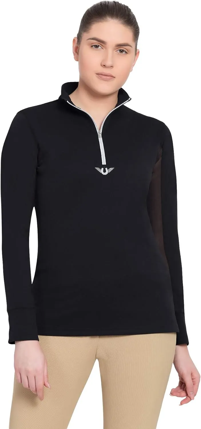 TuffRider Ladies Ventilated Technical Long Sleeve Sport Shirt with Free Assorted Striped Socks