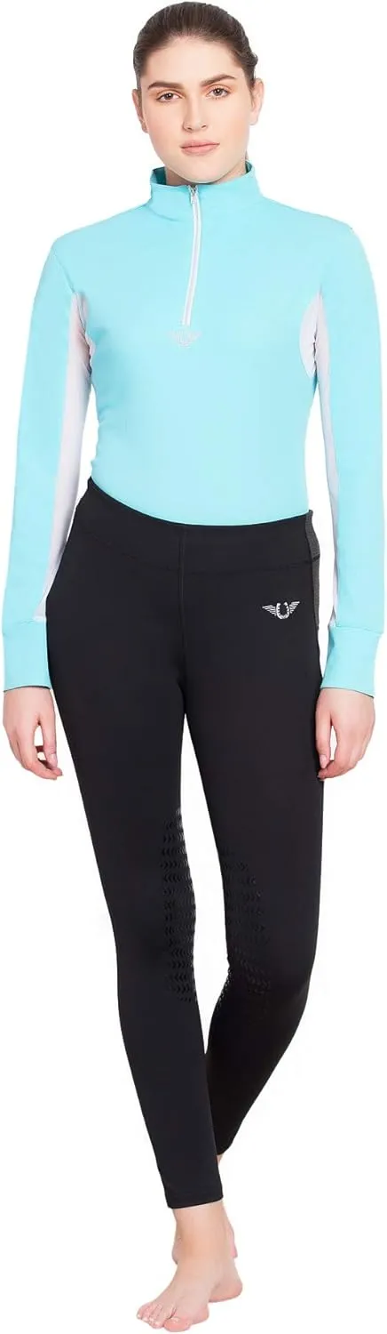 TuffRider Ladies Ventilated Technical Long Sleeve Sport Shirt with Free Assorted Striped Socks