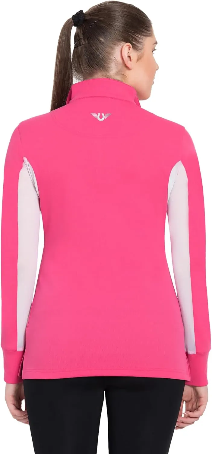 TuffRider Ladies Ventilated Technical Long Sleeve Sport Shirt with Free Assorted Striped Socks