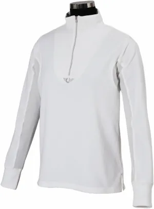 TuffRider Women's Ventilated Technical Long Sleeve Sport Shirt with Mesh, White, 2X