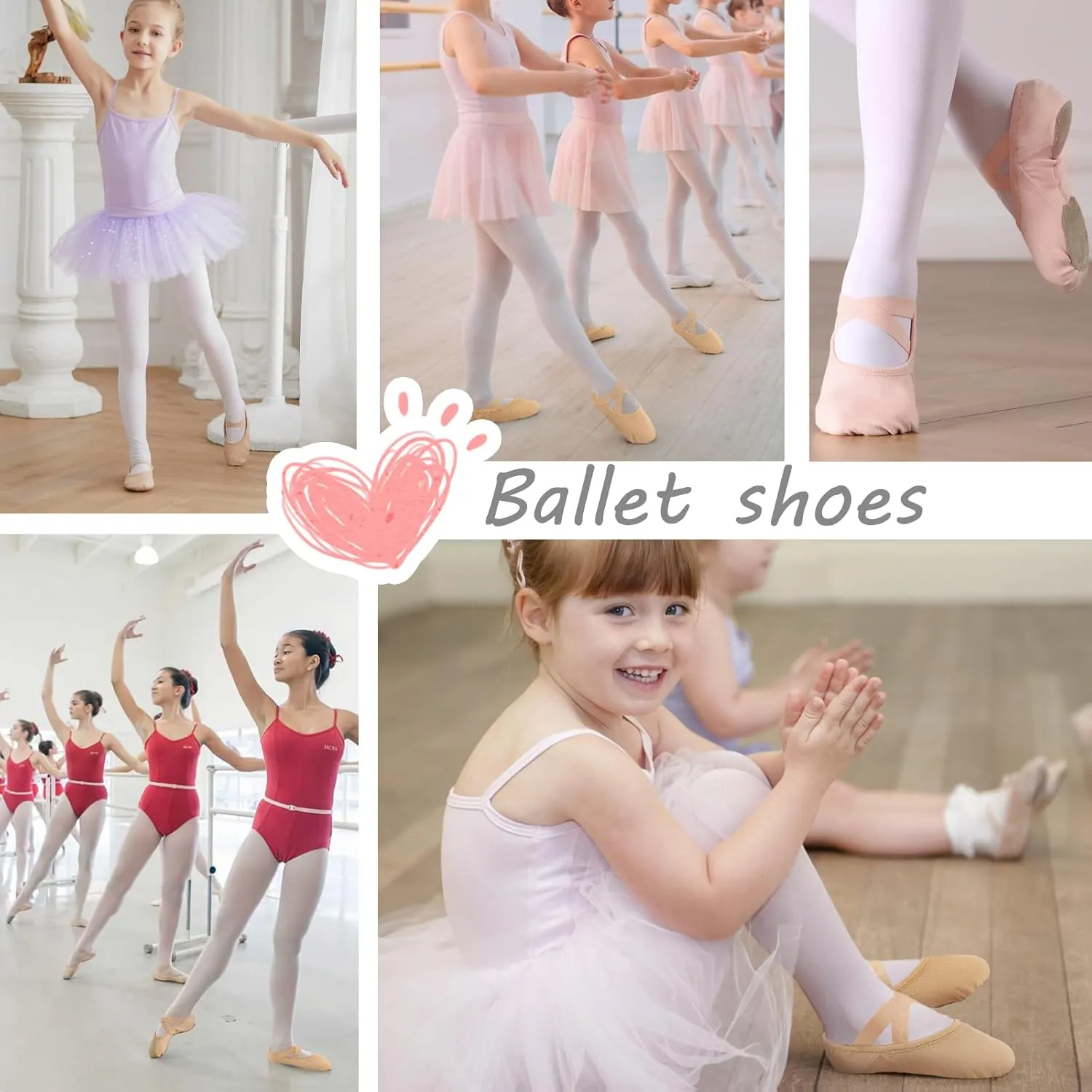 TXJ Sports Ballet Shoes for Girls Highly Stretch Ballet Slippers Split Sole Women Dance Shoes Flats for Yoga Gymnastics Performance
