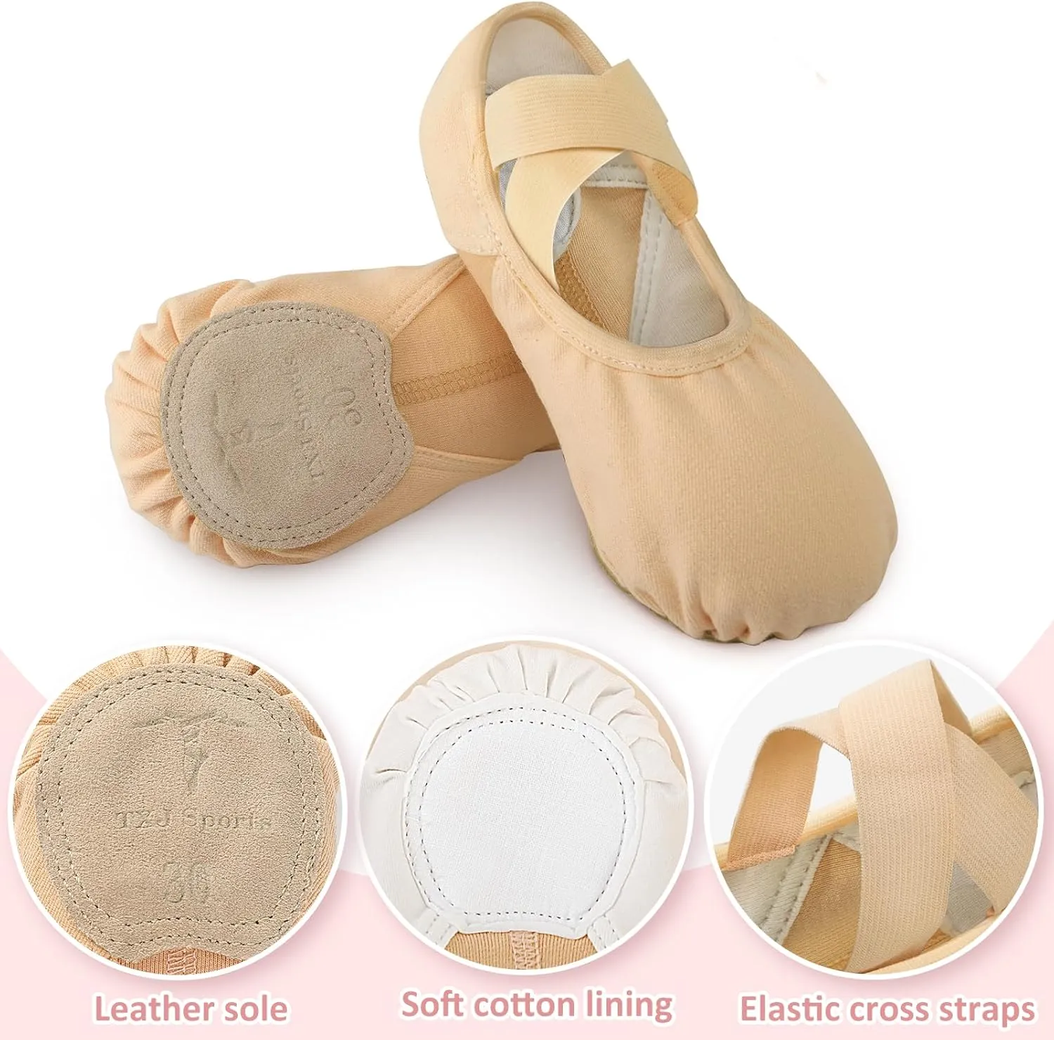 TXJ Sports Ballet Shoes for Girls Highly Stretch Ballet Slippers Split Sole Women Dance Shoes Flats for Yoga Gymnastics Performance