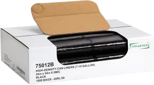 TYPLASTICS Trash Can Liner - Wholesale 1000 Count Black Garbage bags on Perforated Roll 7-10 Gallon Multipurpose for Office Bathrooms Business Home Commercial and Industrial Needs 24" x 24"
