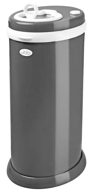 Ubbi Steel Diaper Pail, Odor Locking, No Special Bag Required, Award-Winning, Registry Must-Have, Slate