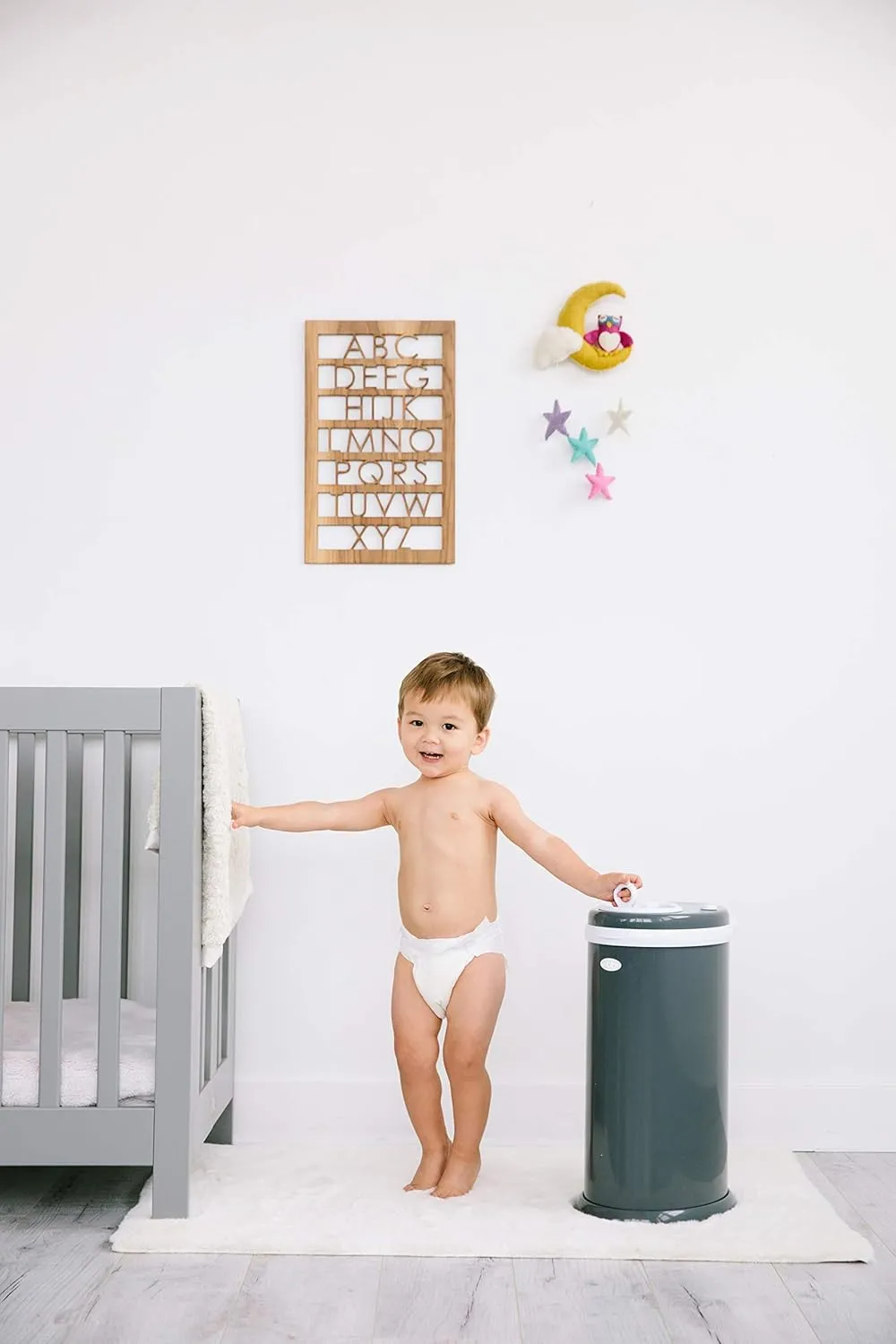 Ubbi Steel Diaper Pail, Odor Locking, No Special Bag Required, Award-Winning, Registry Must-Have, Slate