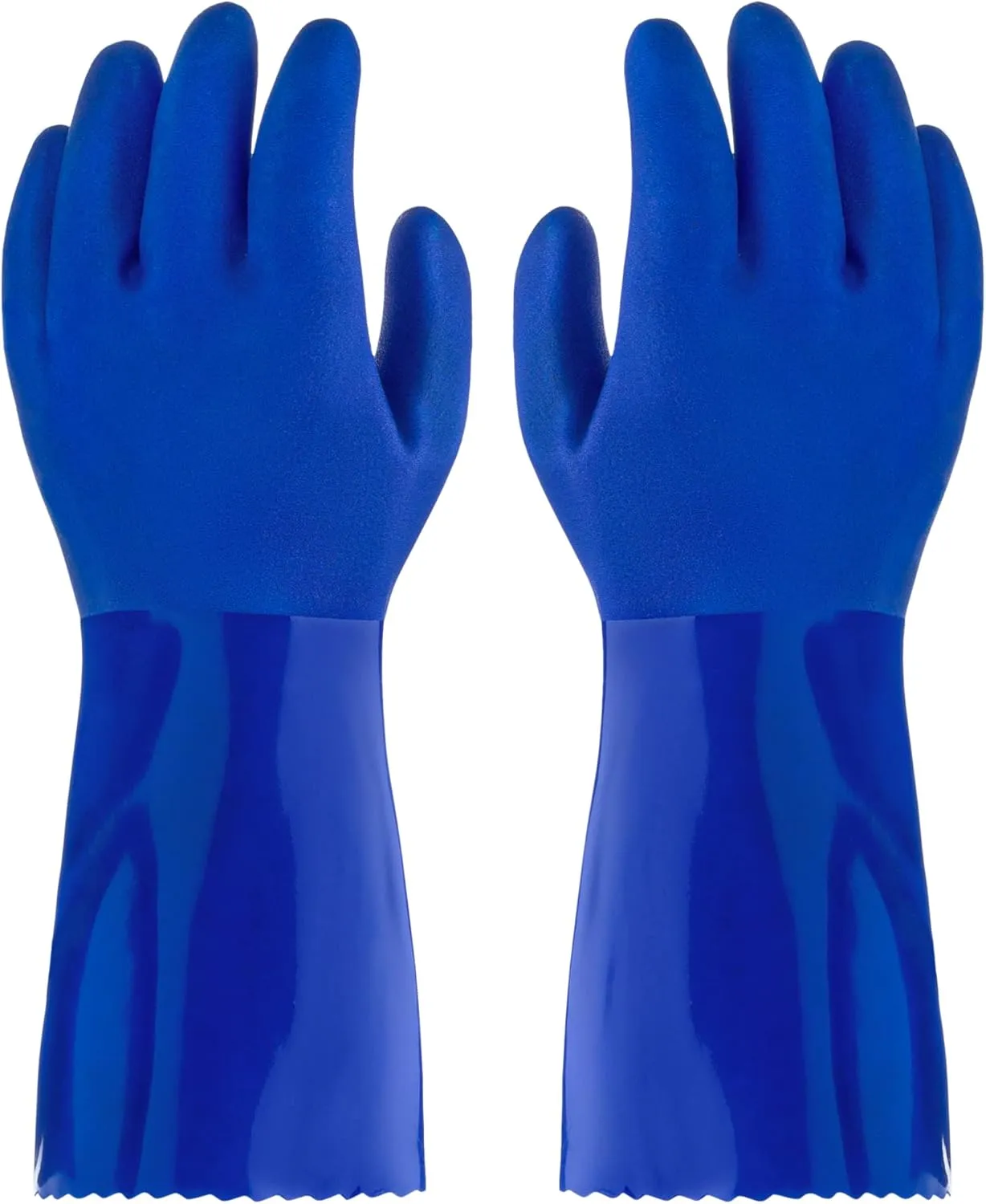 Ultimate Rubber Household PVC Gloves with Comfortable Cotton Lining, Anti-Slip surface, Kitchen Dishwashing, Extra Thickness, Kitchen Cleaning, Working, Painting, Pet Care (Large, Blue)