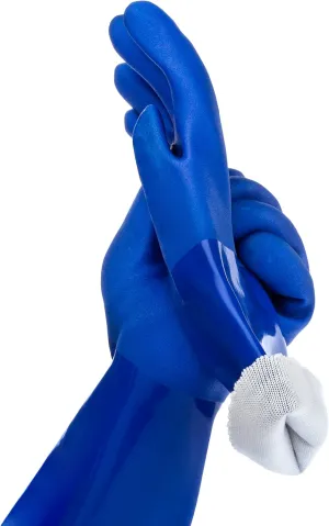 Ultimate Rubber Household PVC Gloves with Comfortable Cotton Lining, Anti-Slip surface, Kitchen Dishwashing, Extra Thickness, Kitchen Cleaning, Working, Painting, Pet Care (Large, Blue)