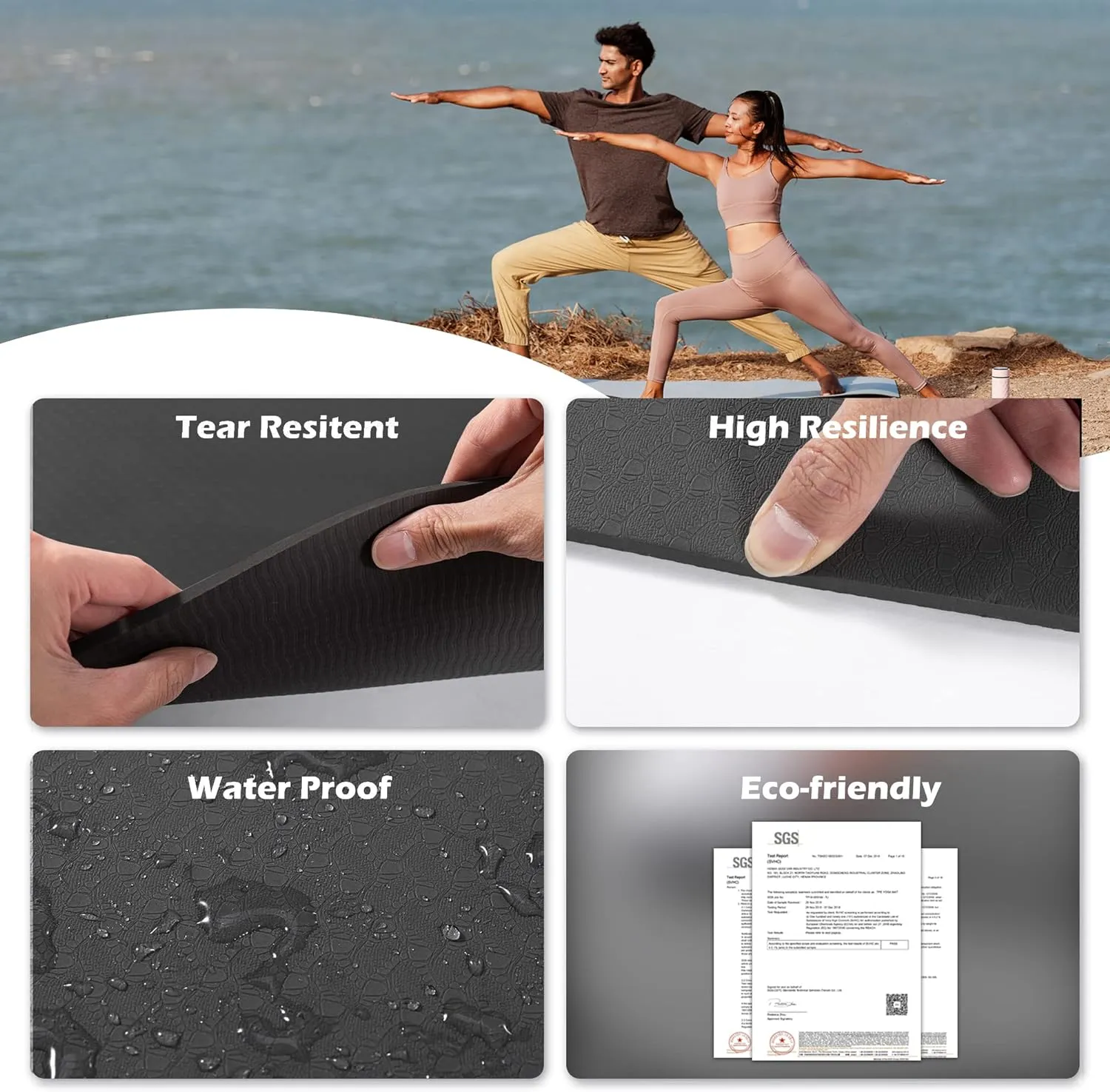 UMINEUX Yoga Mat Extra Thick 1/3'' Non Slip Yoga Mats for Women Eco Friendly TPE Fitness Exercise Mat with Carrying Sling & Storage Bag