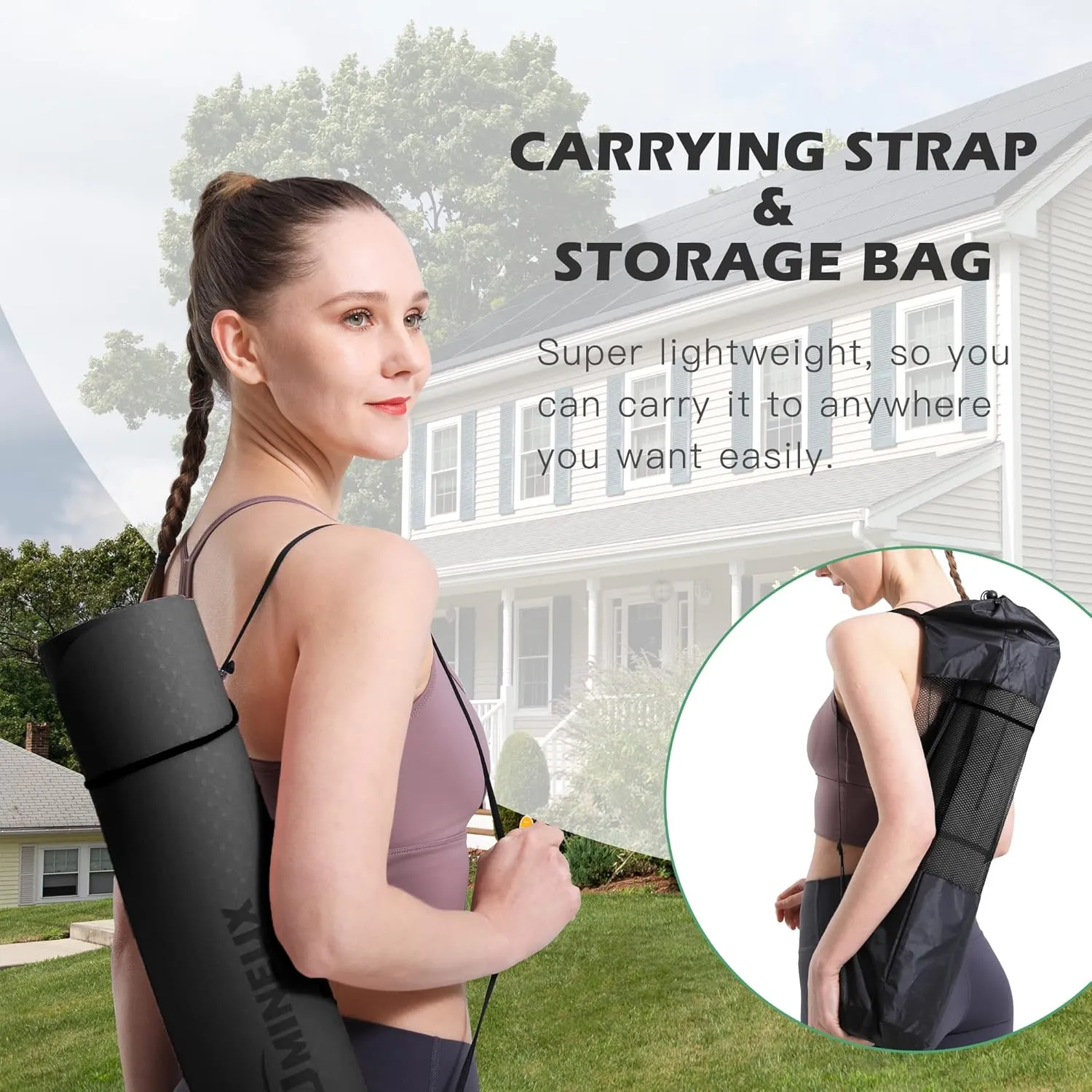 UMINEUX Yoga Mat Extra Thick 1/3'' Non Slip Yoga Mats for Women Eco Friendly TPE Fitness Exercise Mat with Carrying Sling & Storage Bag
