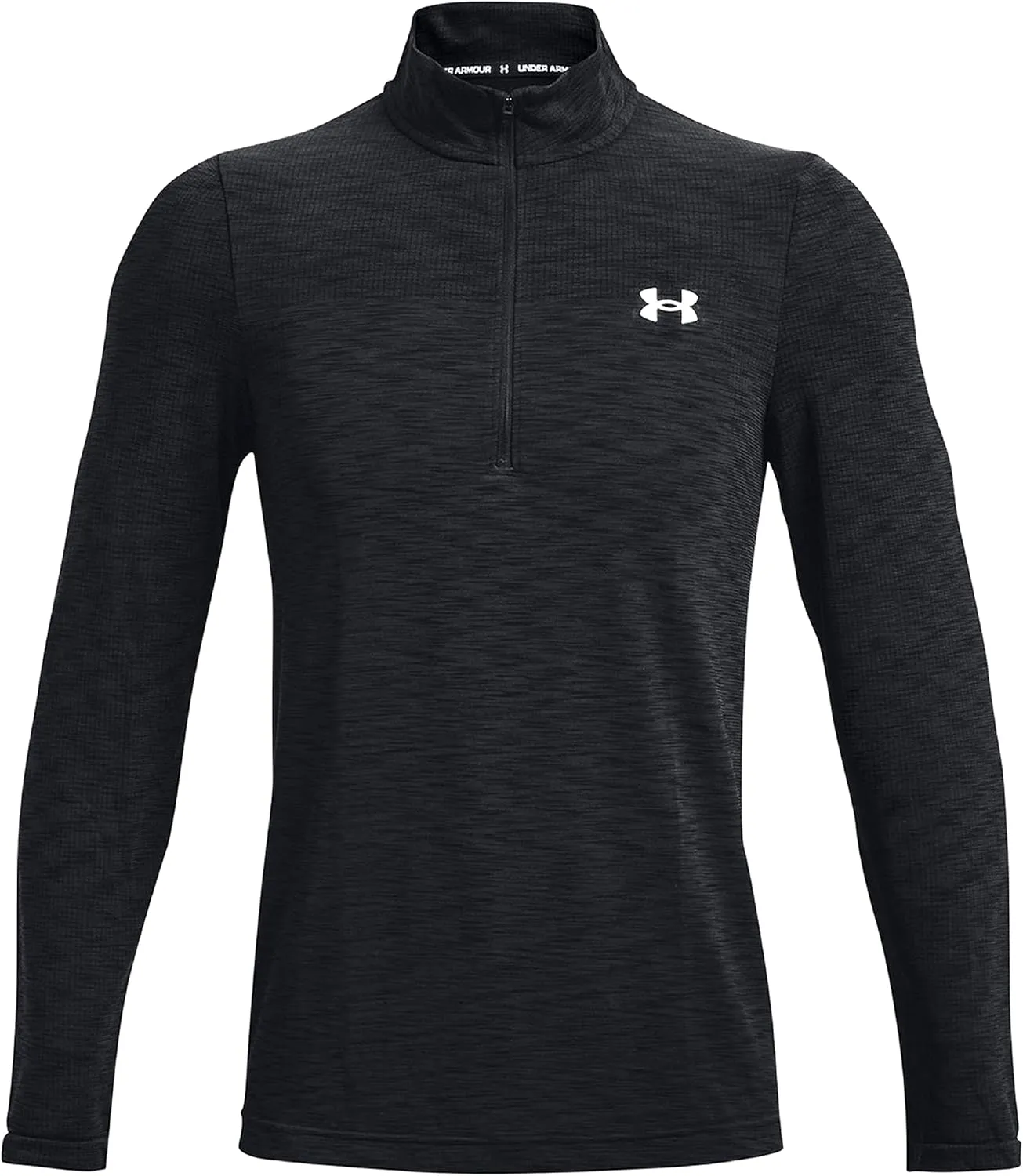 Under Armour Men's UA Seamless 1/2 Zip Long Sleeve Top Shirt (X-Large, Black/White-001)