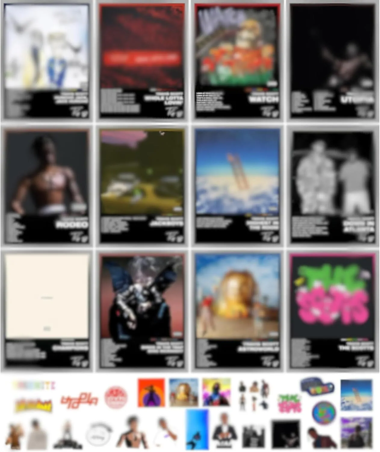 Unique America 12 Pcs Posters - Travis Scott Music Posters, Album Covers For Wall Decor - 12x16' Unframed