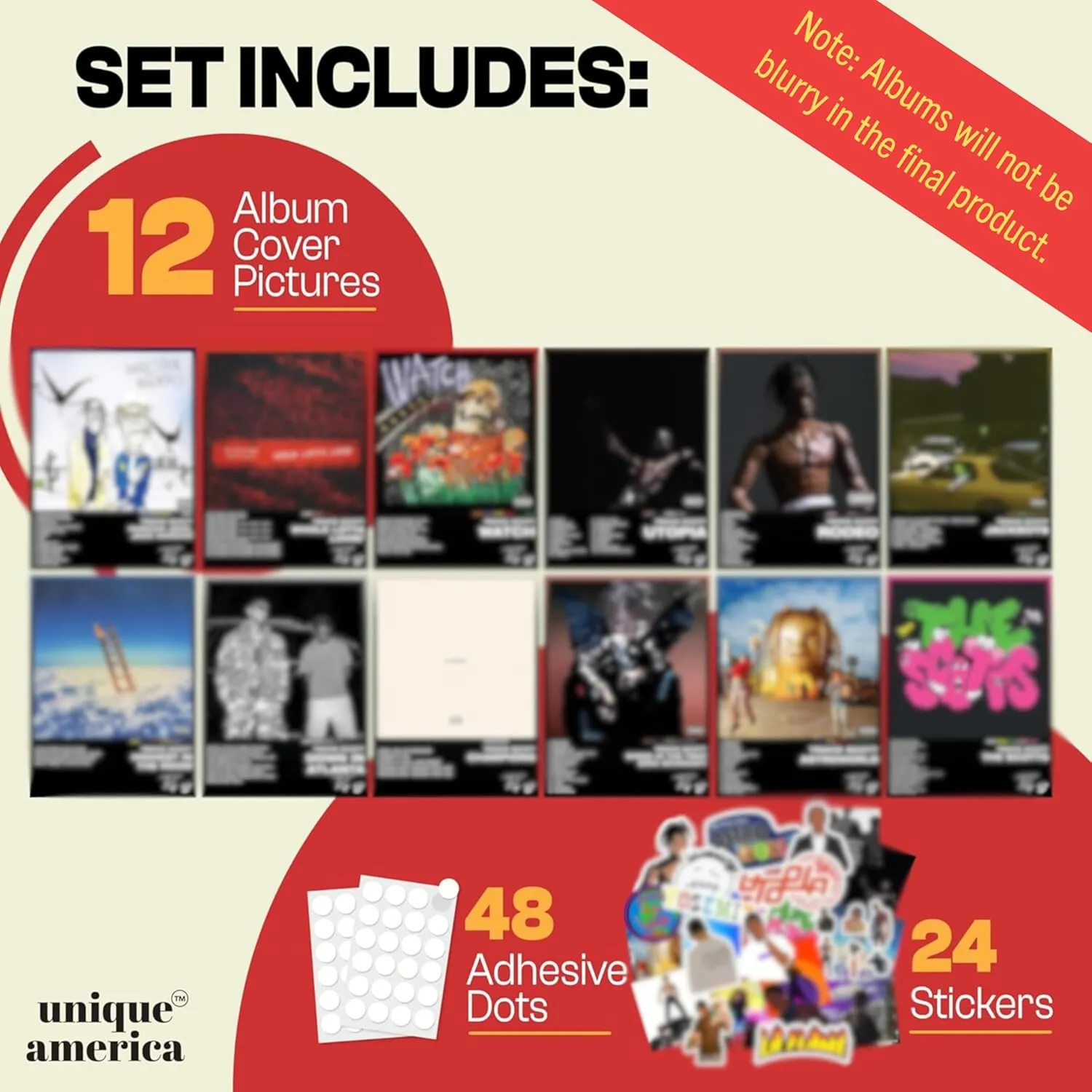 Unique America 12 Pcs Posters - Travis Scott Music Posters, Album Covers For Wall Decor - 12x16' Unframed
