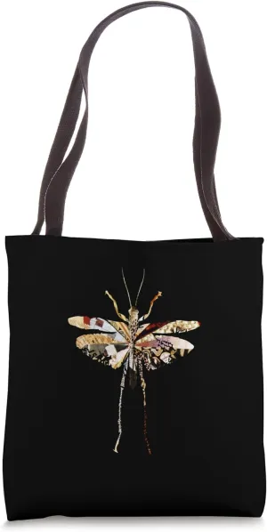 Unique grasshopper collage art insect lovers gardener mommy Tote Bag