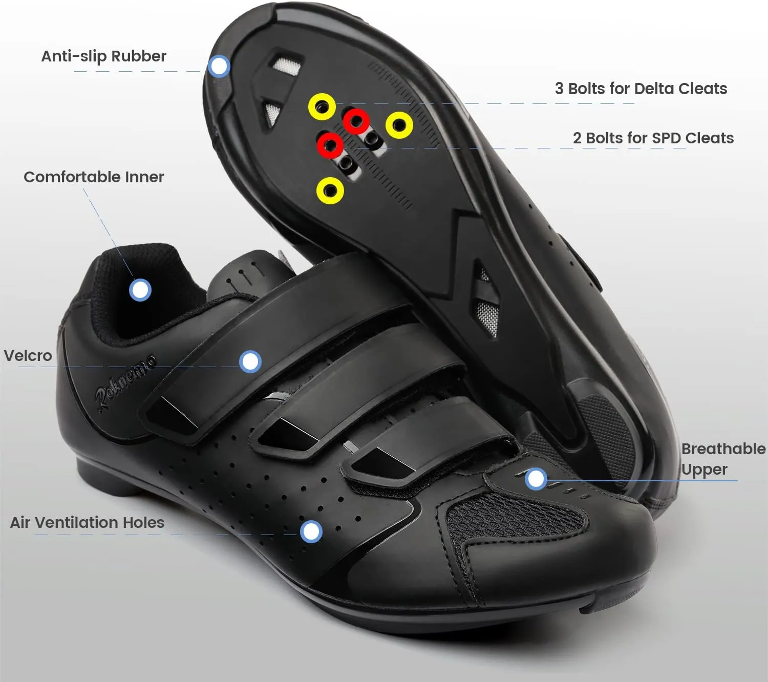 Unisex Cycling Shoes with Look Delta Cleats - Peloton Compatible Spin Shoes with SPD Clips - Indoor Shimano Road Bike for Men Women