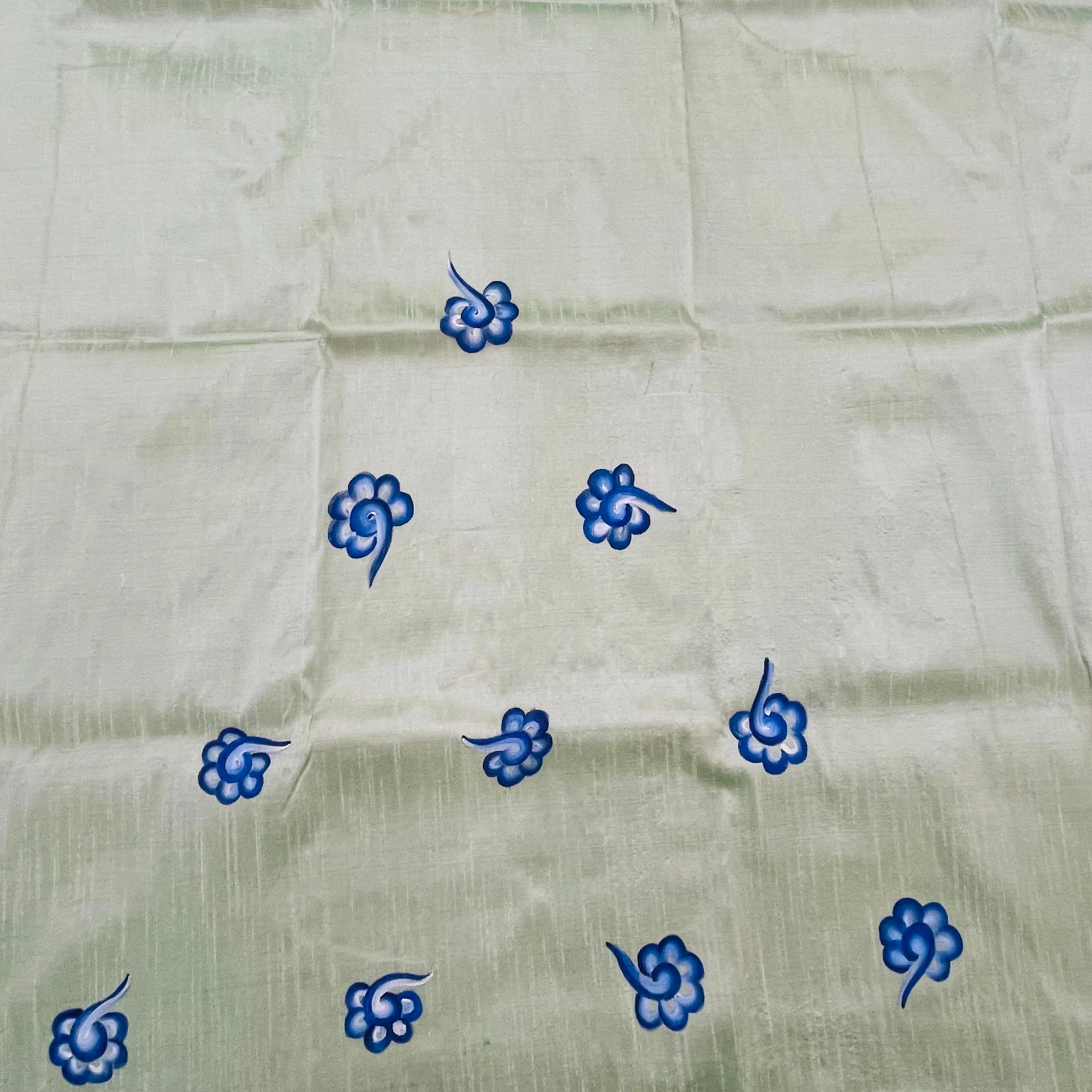 Unstitched Hand painted Dupion Silk Fabric - Pista Green