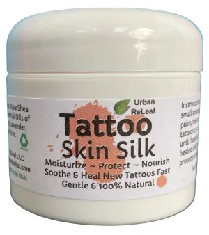Urban ReLeaf TATTOO SKIN SILK! Calm new ink fast! Brighten old tats! 100% Natural Shea Butter Salve Ointment, Cream Lotion Protect! Vegan. Healing Botanicals! Soothe crusty and tight skin.