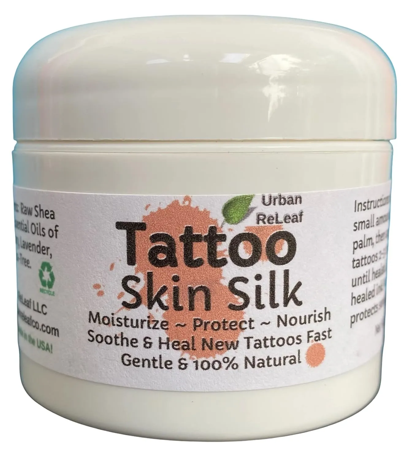 Urban ReLeaf TATTOO SKIN SILK! Calm new ink fast! Brighten old tats! 100% Natural Shea Butter Salve Ointment, Cream Lotion Protect! Vegan. Healing Botanicals! Soothe crusty and tight skin.