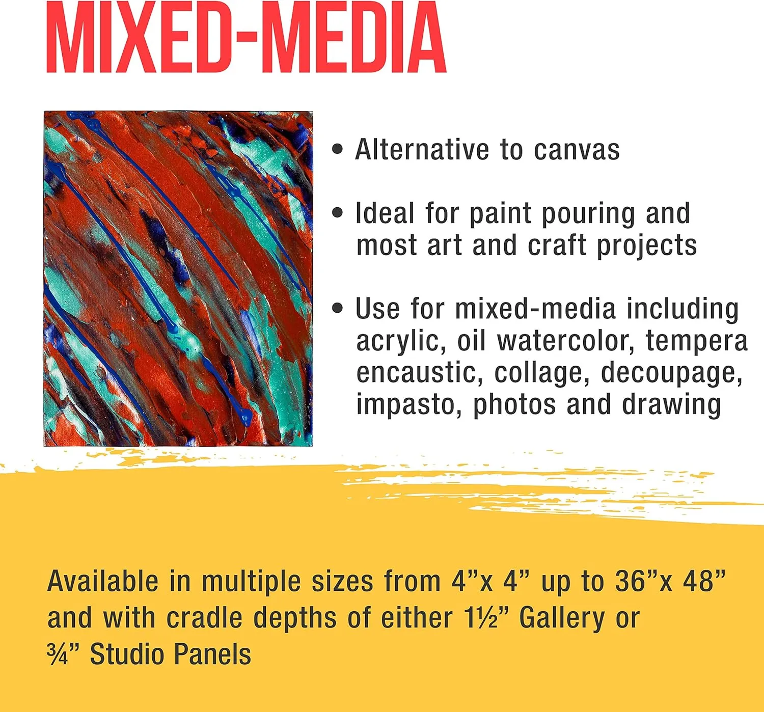 U.S. Art Supply Unfinished Cradled Wood Panels for Painting, 5 Pack of 8x10 inch - Studio Birch Wooden Canvas Boards 3/4" Deep - Mixed-Media Craft, Acrylic, Oil, Encaustic, Paint Pouring Panel Board