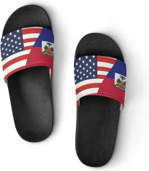 U.S. Haitians Flag House Sandals Non-Slip Bathroom Slippers Beach Summer Shoes for Men Women