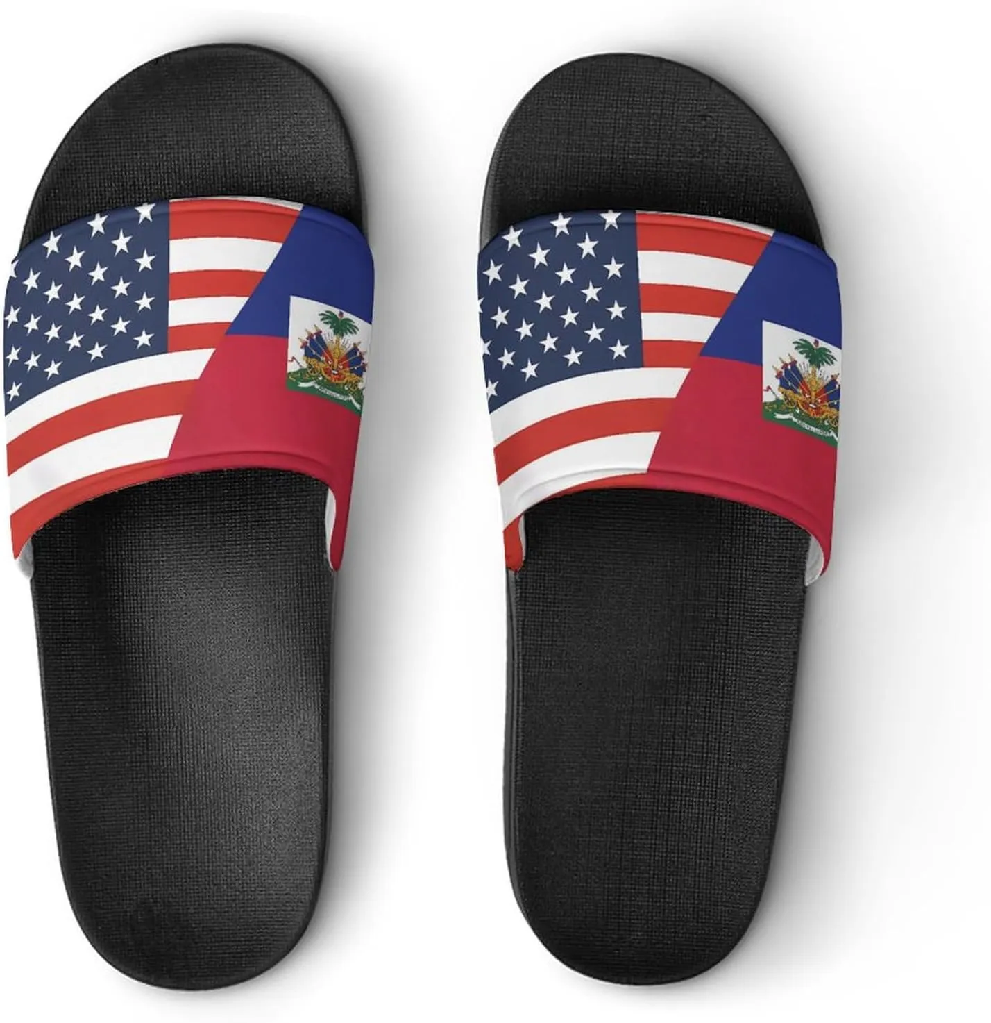 U.S. Haitians Flag House Sandals Non-Slip Bathroom Slippers Beach Summer Shoes for Men Women