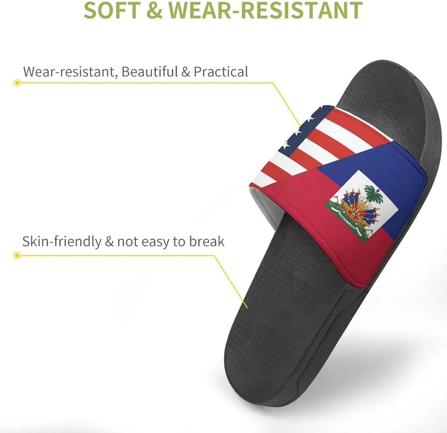 U.S. Haitians Flag House Sandals Non-Slip Bathroom Slippers Beach Summer Shoes for Men Women
