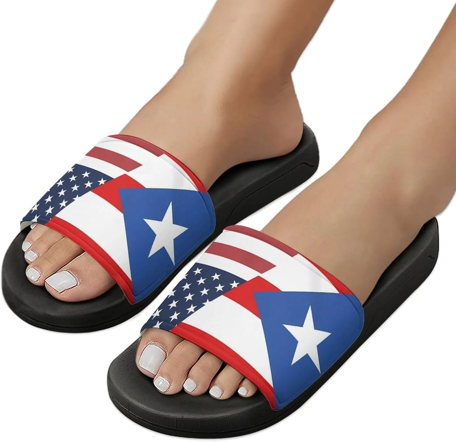 U.S. PR State Flag House Sandals Non-Slip Bathroom Slippers Beach Summer Shoes for Men Women