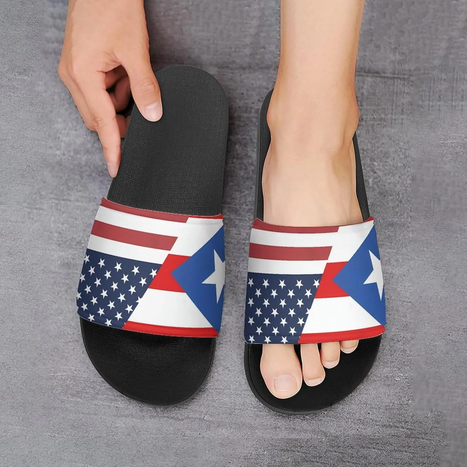 U.S. PR State Flag House Sandals Non-Slip Bathroom Slippers Beach Summer Shoes for Men Women