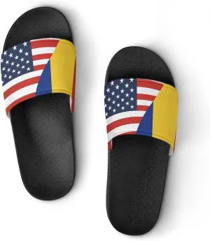U.S. Romania Flag House Sandals Non-Slip Bathroom Slippers Beach Summer Shoes for Men Women
