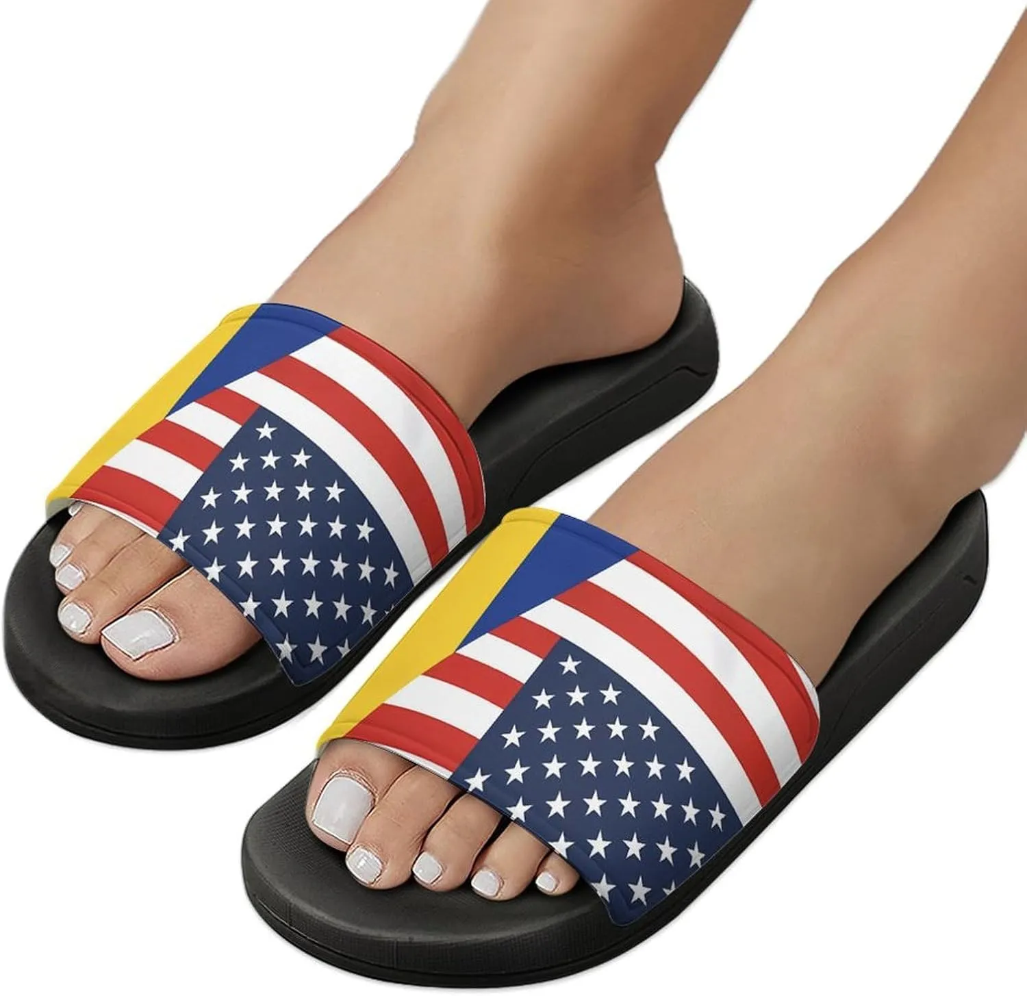 U.S. Romania Flag House Sandals Non-Slip Bathroom Slippers Beach Summer Shoes for Men Women