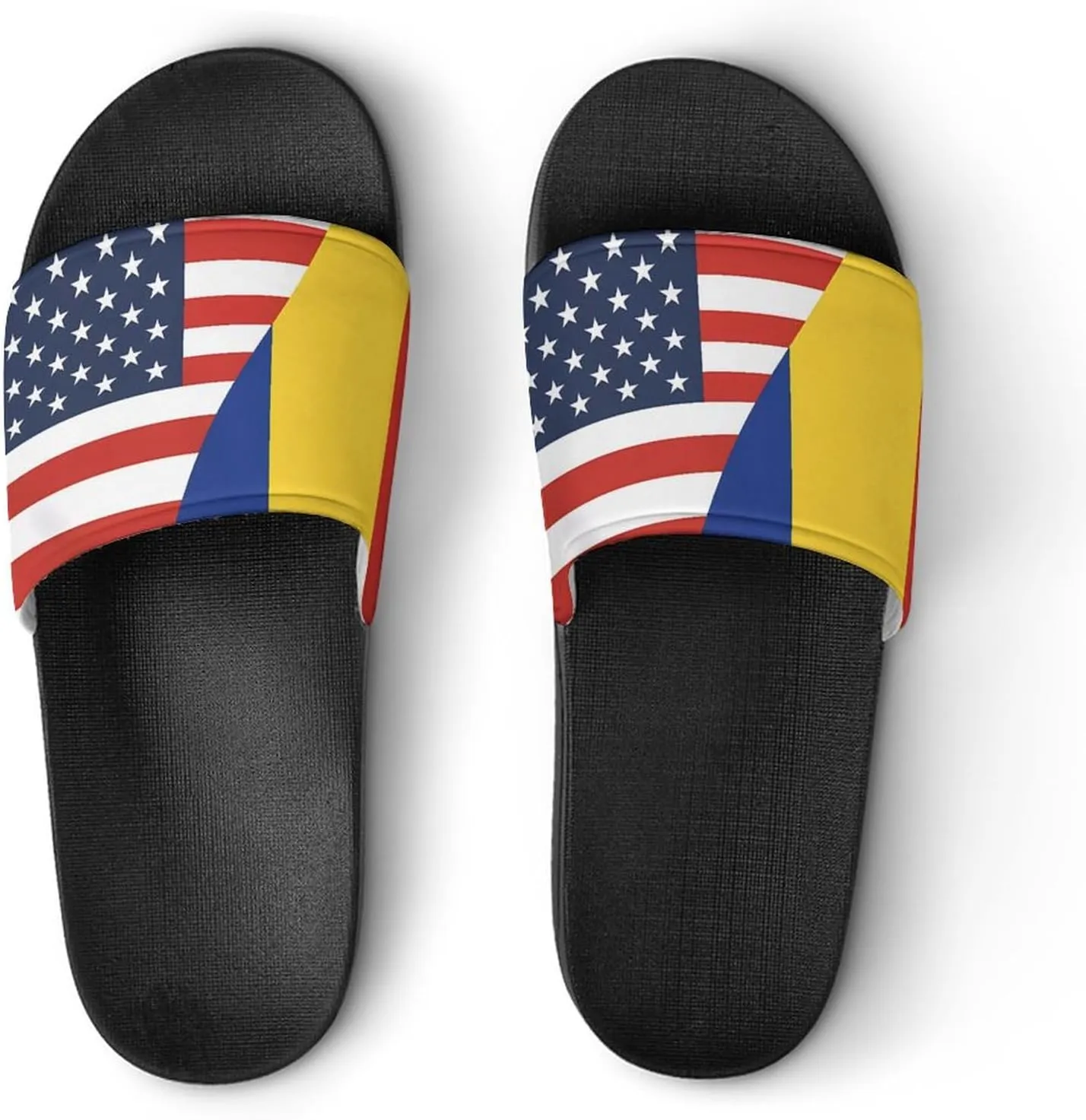 U.S. Romania Flag House Sandals Non-Slip Bathroom Slippers Beach Summer Shoes for Men Women