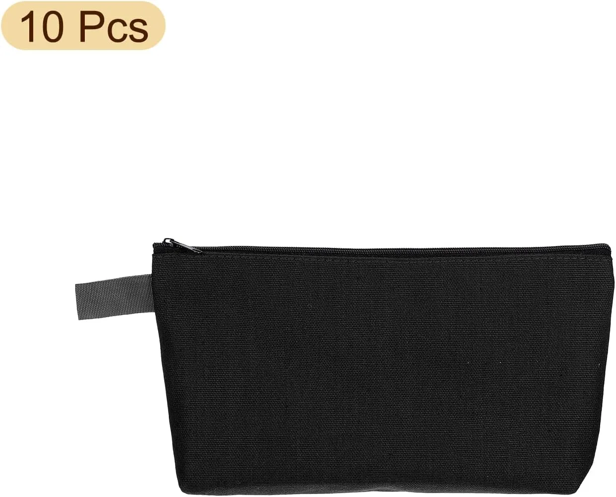 uxcell Canvas Makeup Bags, 10 Pcs Travel Cosmetic Bags Bulk, Multipurpose Plain Toiletry Zipper Pouches Blank DIY Craft Bags Pencil Bag for Women Teens, Black