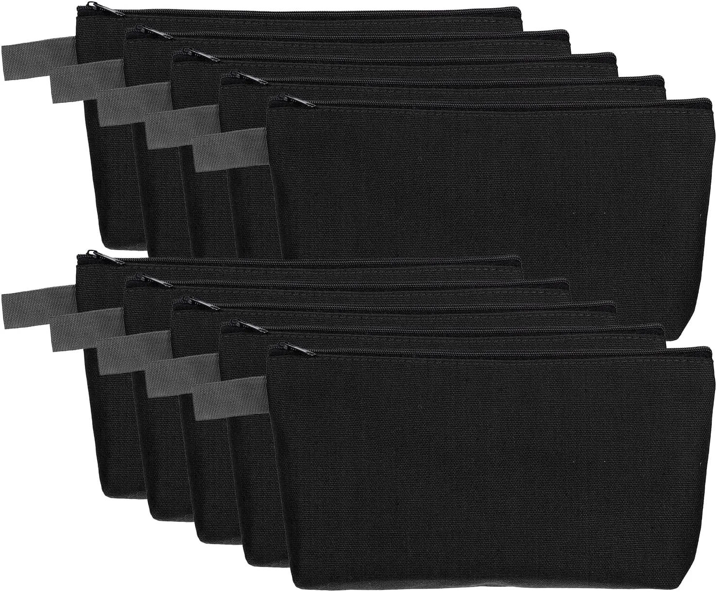uxcell Canvas Makeup Bags, 10 Pcs Travel Cosmetic Bags Bulk, Multipurpose Plain Toiletry Zipper Pouches Blank DIY Craft Bags Pencil Bag for Women Teens, Black
