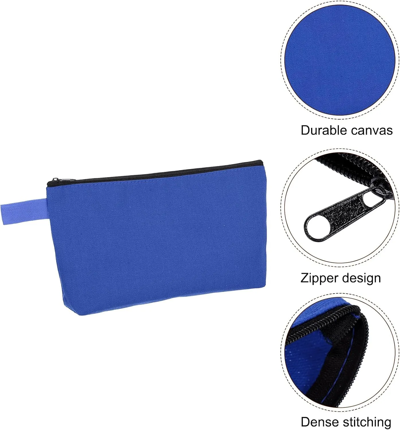 uxcell Canvas Makeup Bags, 10 Pcs Travel Cosmetic Bags Bulk, Multipurpose Plain Toiletry Zipper Pouches Blank DIY Craft Bags Pencil Bag for Women Teens, Dark Blue