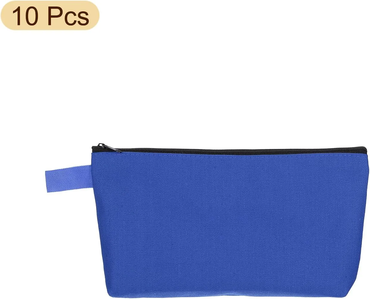 uxcell Canvas Makeup Bags, 10 Pcs Travel Cosmetic Bags Bulk, Multipurpose Plain Toiletry Zipper Pouches Blank DIY Craft Bags Pencil Bag for Women Teens, Dark Blue