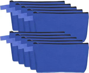 uxcell Canvas Makeup Bags, 10 Pcs Travel Cosmetic Bags Bulk, Multipurpose Plain Toiletry Zipper Pouches Blank DIY Craft Bags Pencil Bag for Women Teens, Dark Blue