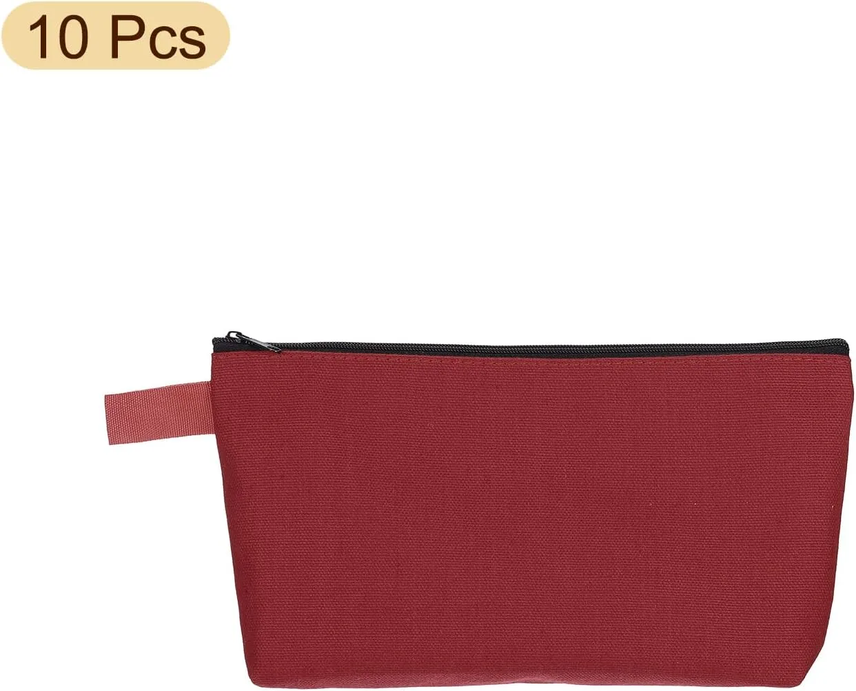 uxcell Canvas Makeup Bags, 10 Pcs Travel Cosmetic Bags Bulk, Multipurpose Plain Toiletry Zipper Pouches Blank DIY Craft Bags Pencil Bag for Women Teens, Dark Red