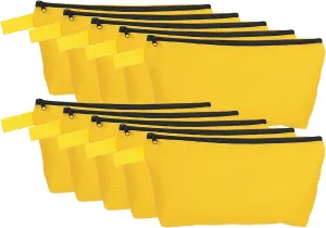 uxcell Canvas Makeup Bags, 10 Pcs Travel Cosmetic Bags Bulk, Multipurpose Plain Toiletry Zipper Pouches Blank DIY Craft Bags Pencil Bag for Women Teens, Dark Yellow