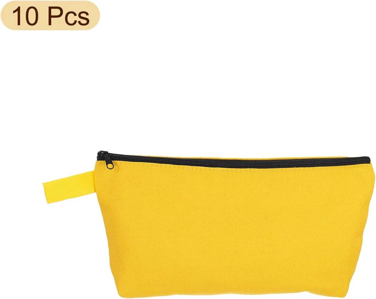 uxcell Canvas Makeup Bags, 10 Pcs Travel Cosmetic Bags Bulk, Multipurpose Plain Toiletry Zipper Pouches Blank DIY Craft Bags Pencil Bag for Women Teens, Dark Yellow