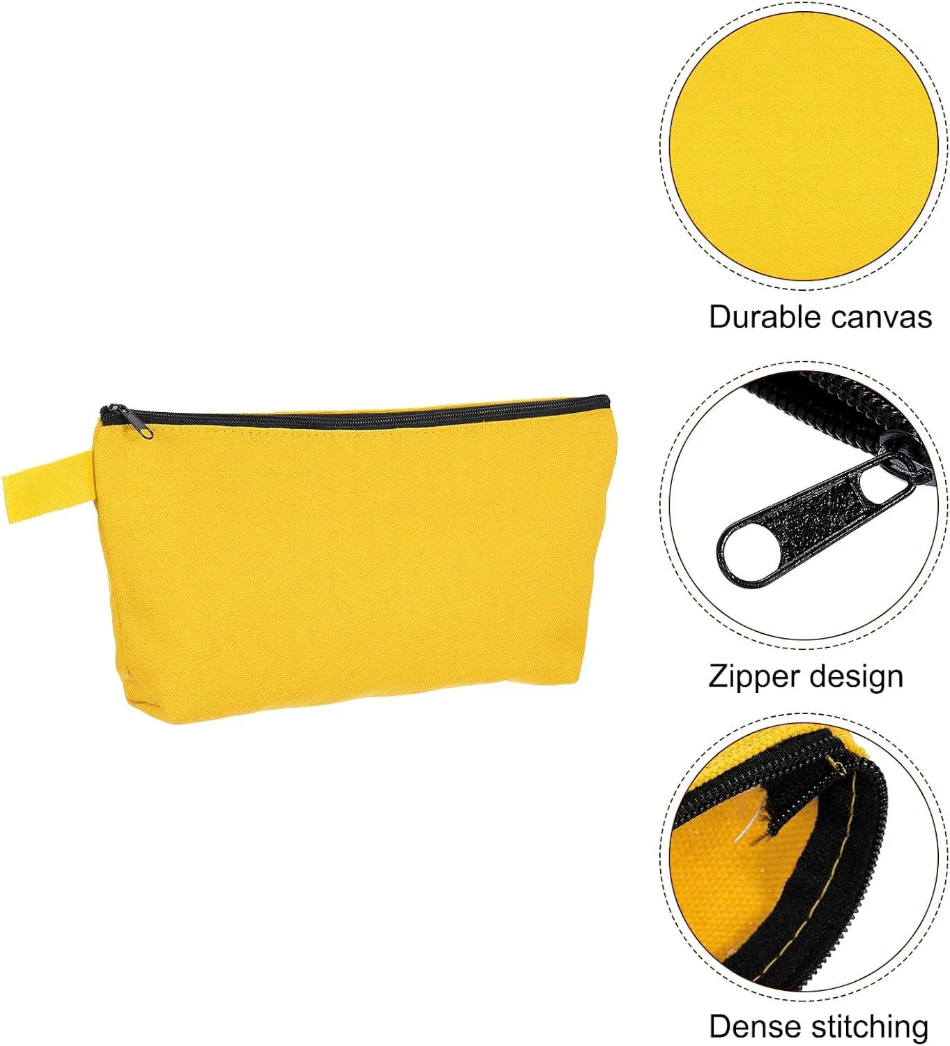 uxcell Canvas Makeup Bags, 10 Pcs Travel Cosmetic Bags Bulk, Multipurpose Plain Toiletry Zipper Pouches Blank DIY Craft Bags Pencil Bag for Women Teens, Dark Yellow